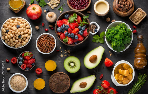 Ketogenic low carbs diet concept. Ingredients for healthy foods selection set up on white concrete background. Pro Photo
