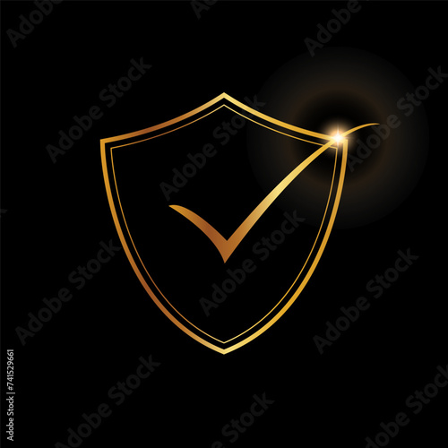 golden check mark icon circle gold certification seal