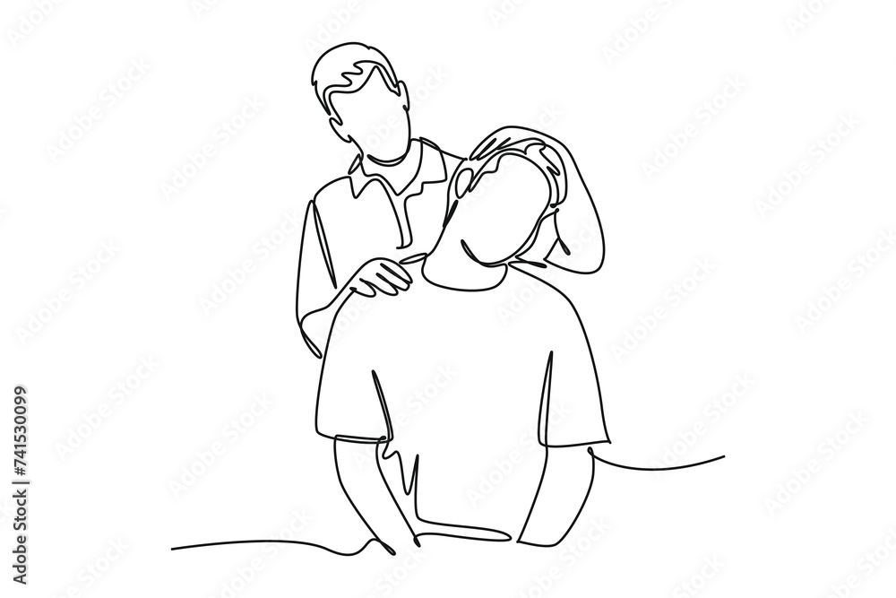 Single one line drawing a man undergoes traditional medical treatment. physical therapy rehabilitation concept. Continuous line draw design vector Single one line drawing a man undergoes traditional medical treatment. physical therapy rehabilitation concept. Continuous line draw design vector