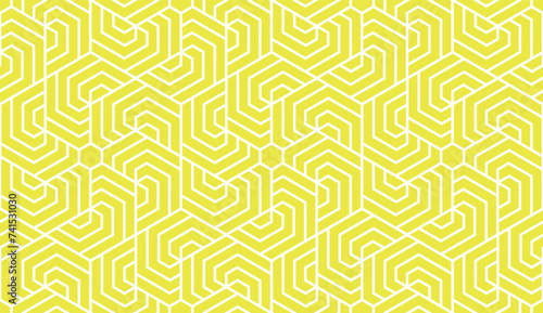Abstract geometric pattern with stripes, lines. Seamless vector background. White and yellow ornament. Simple lattice graphic design