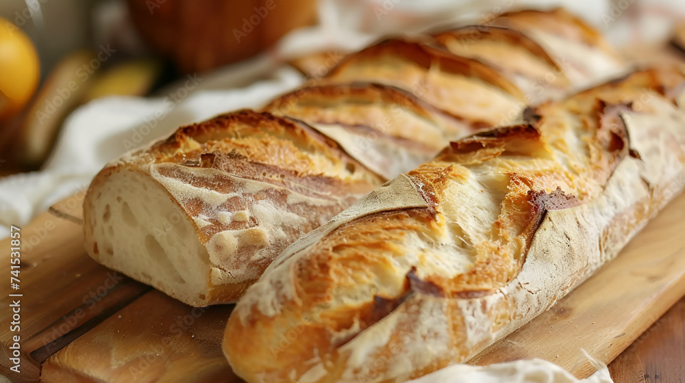 Fresh fragrant bread on table , food concept Fresh fragrant bread on table , food concept