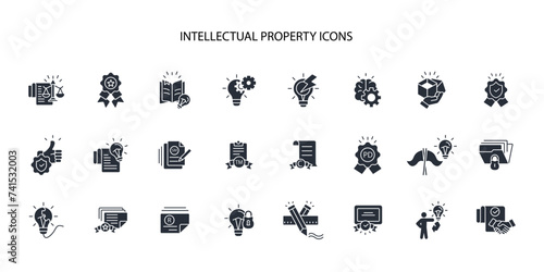 Intellectual property icon set.vector.Editable stroke.linear style sign for use web design,logo.Symbol illustration.
