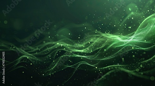 Abstract futuristic illustration in the field of information technology. A low-poly shape with connecting green dots and lines on a dark background. Visualization of big data