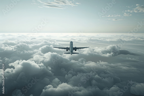 A plane flying above the clouds