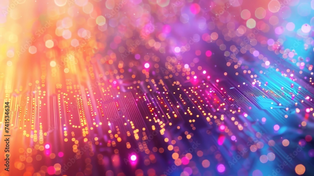 Close-up of a glowing circuit board with a bokeh effect, depicting advanced digital technology. Close-up of a glowing circuit board with a bokeh effect, depicting advanced digital technology.