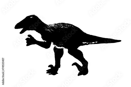 black dinosaur silhouette isolated on white background, model of dinosaurs toys