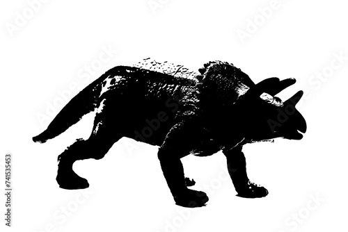 black dinosaur silhouette isolated on white background, model of dinosaurs toys