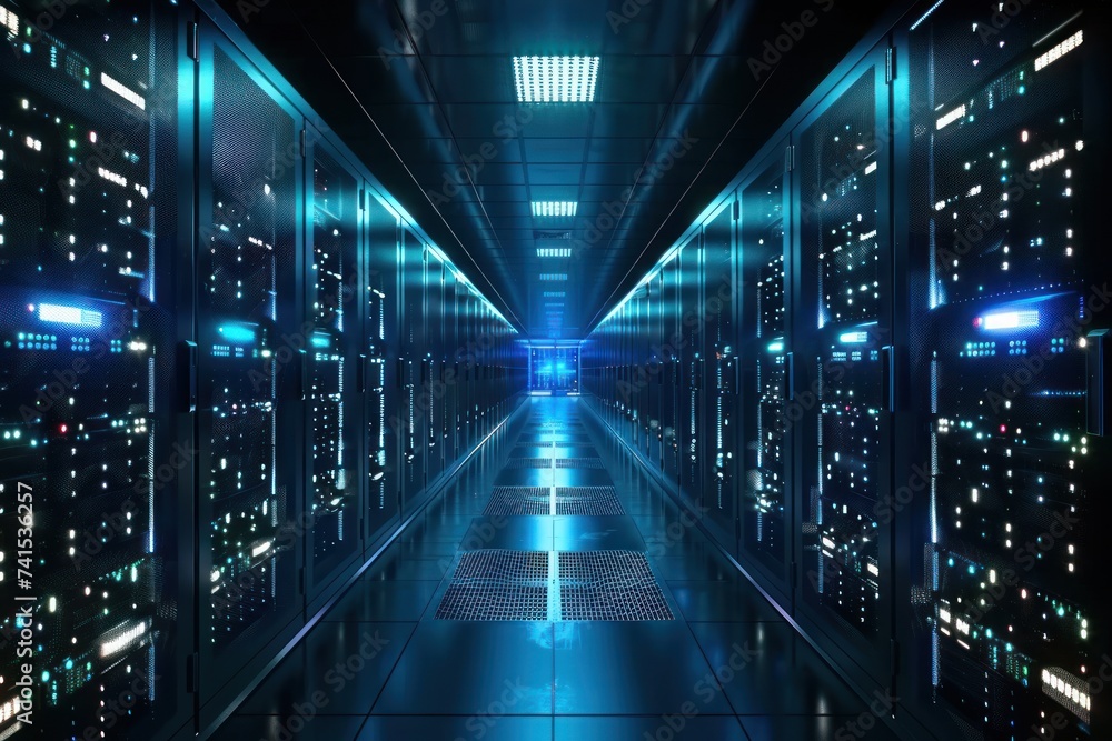 Nestled within heart of modern technology realm server room stands as bastion of digital power and security rows of towering server racks aligned house lifelines of data storage and computing Nestled within heart of modern technology realm server room stands as bastion of digital power and security rows of towering server racks aligned house lifelines of data storage and computing