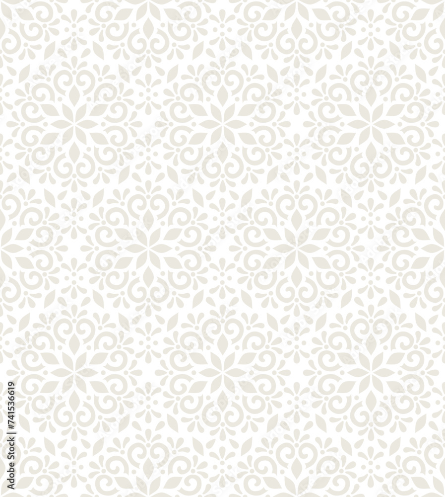 Vector beautiful damask pattern. Royal pattern with floral ornament. Seamless wallpaper with a damask pattern. Vector illustration.