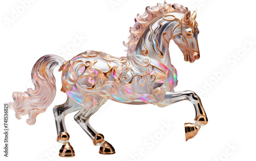 Intricate Details Carousel Horse on white background