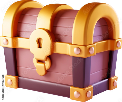 3d style chest isolated on transparent background.PNG