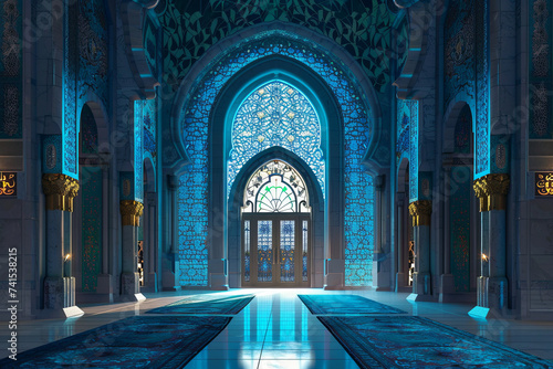 An interior design of a beautiful mosque photo