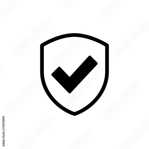 Shield check mark logo icon isolated on white background. Protection approve sign. Safe icon vector