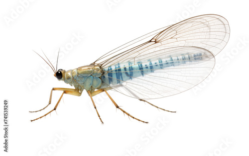 Gossamer-Winged Lacewing in Graceful Pose on white background