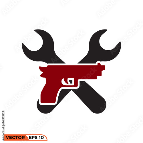 Handgun repair icon vector graphic of template, solid style, sign and symbol logo