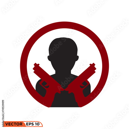 Shooter man icon vector graphic of template, solid style, logo and symbol