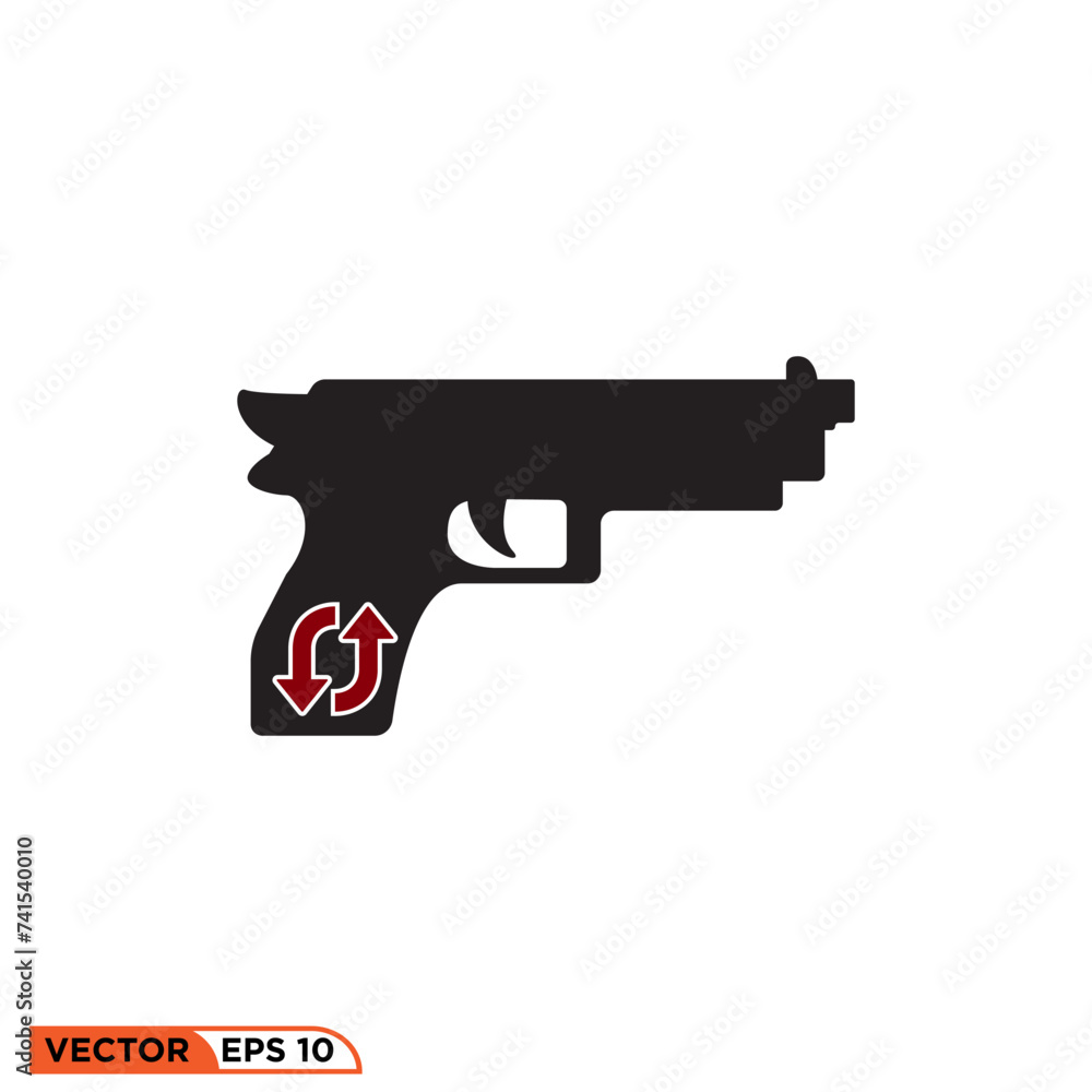 Pistol function arrow icon vector graphic of template 