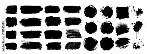 Collection of grunge vector hand drawn elements, banners and paint splashes