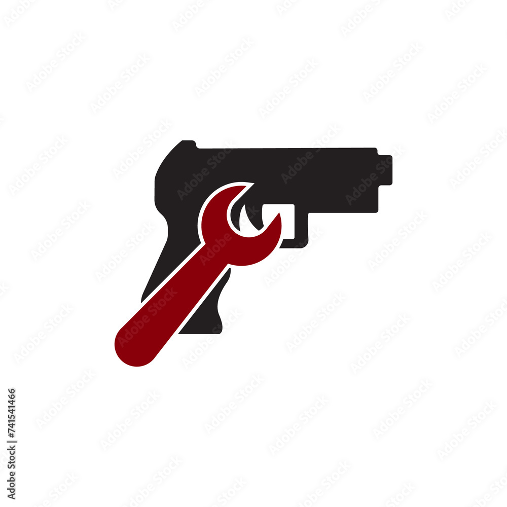 Hand gun repair icon vector graphic of template solid, logo 