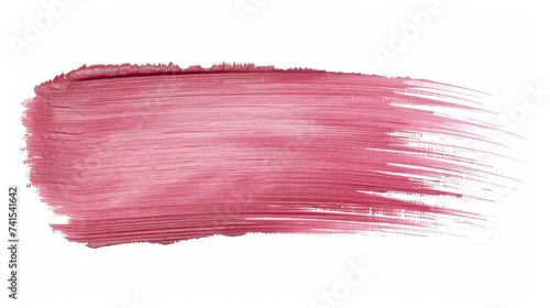 Pink paint stroke isolated on white background for creative and artistic design projects and ideas photo