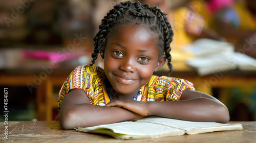 An african girl in a classroom, inclusive education photo