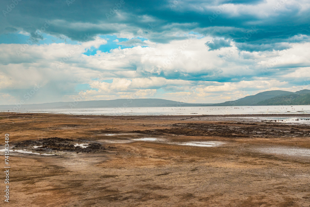Scenic view of Lake Nakuru against sky in Lake Nakuru National Park in Kenya Scenic view of Lake Nakuru against sky in Lake Nakuru National Park in Kenya