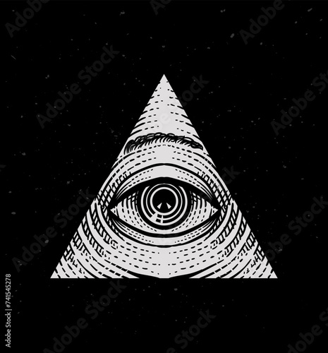 Illustration vector illuminati eye, isolated design, tattoo design, T shirt design, Poster