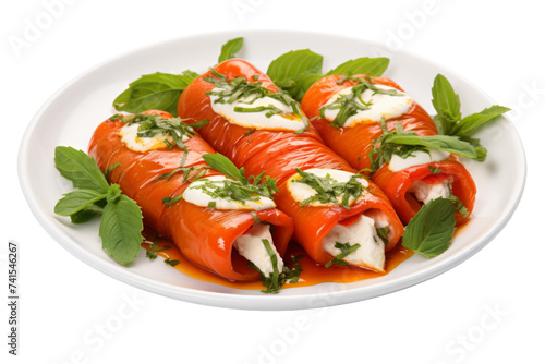 Roasted Red Peppers Filled Isolated on Transparent Background