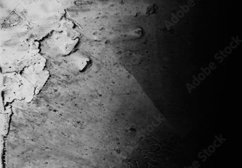 Japanese wabi sabi atmosphere, monochrome grungy texture with black background                         