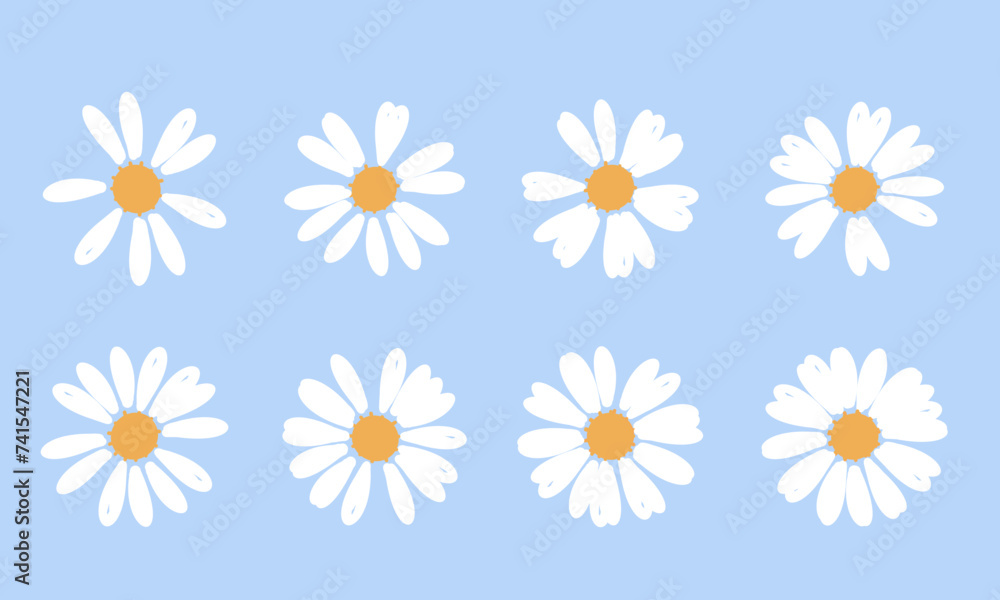 Daisy flower icon set on blue background vector illustration. Daisy flower icon set on blue background vector illustration.