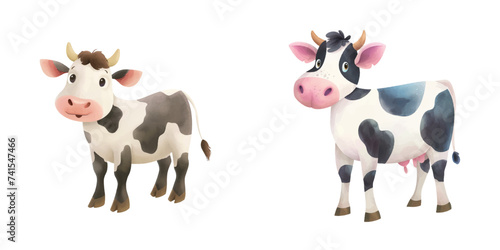 Fototapeta Naklejka Na Ścianę i Meble -  cute cow soft watercolour vector illustration