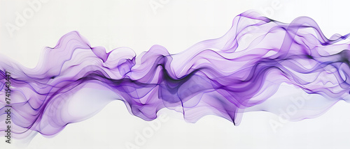 Abstract purple waves and curves backdrop on white background. Commercial or business banner with copy space.