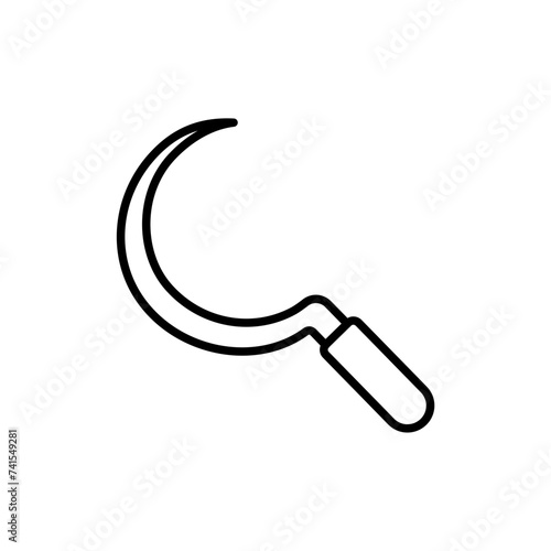 Sickle outline icons, gardening tool minimalist vector illustration ,simple transparent graphic element .Isolated on white background
