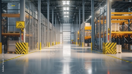 The busy distribution warehouse buzzed with activity as warehouse workers loaded and unloaded freight transportation trucks.