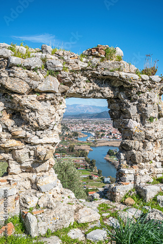 Scenic views from Kaunos and Dalyan, a city of ancient Caria, west of the modern town of Dalyan and The Calbys river ( Dalyan river) which was the border between Caria and Lycia in Muğla, Turkey photo