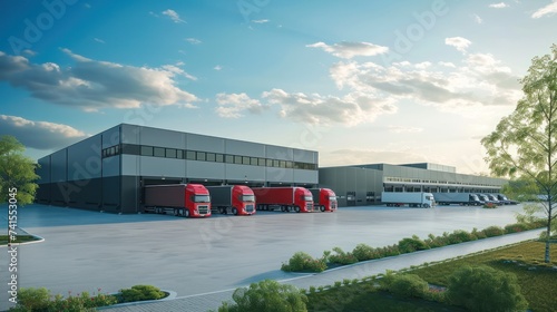 The bustling distribution warehouse hums with the efficient movement of freight transportation as warehouse workers diligently manage incoming and outgoing shipments.