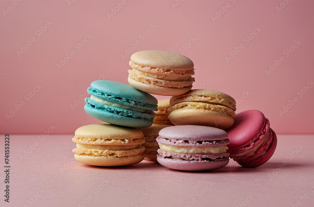 colorful macaroons on isolated background