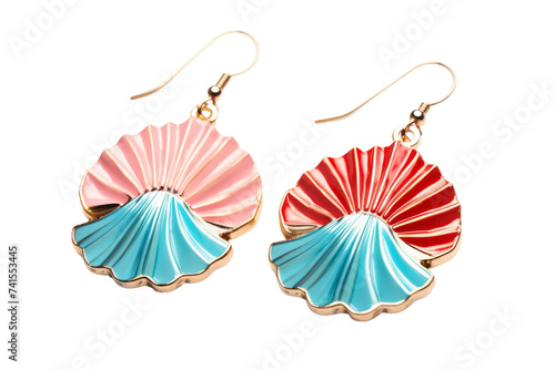 Elegant Beach-Inspired Seashell Earrings Isolated on Transparent Background