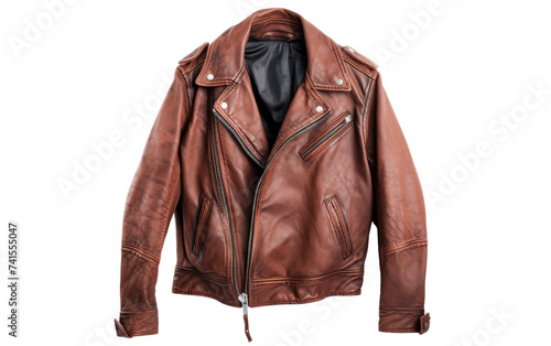 Realistic Sleek Leather Moto Jacket on white background © momina