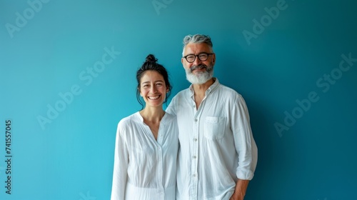 Elderly couple man and woman happy smiling together, happy people portait  - love concept romantic relationship emotional faces photo
