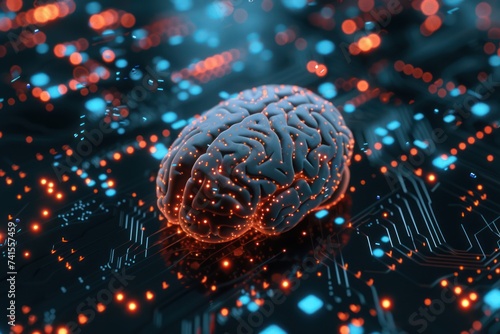 Artificial intelligence, computer brain, digital internet connection © Attasit