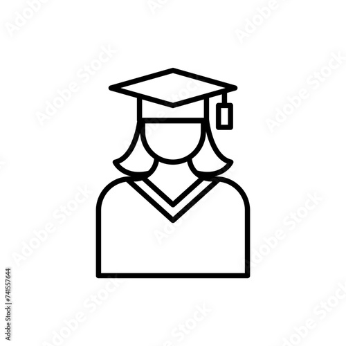 Graduated student outline icons, graduation minimalist vector illustration ,simple transparent graphic element .Isolated on white background