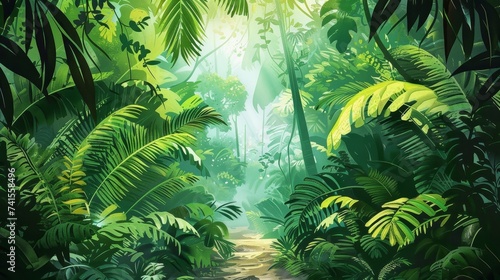A picture of a jungle landscape for a children's book as a background