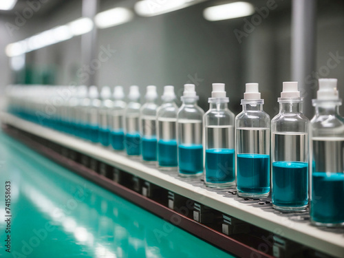 Pharmaceutical Factory. Medical Vials on Production Line