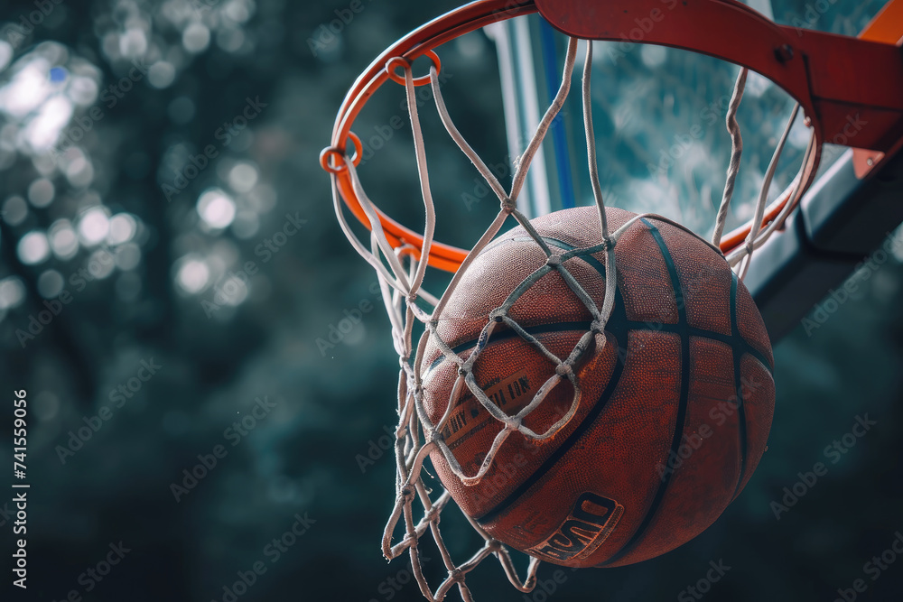 Basketball Going Through the Hoop
