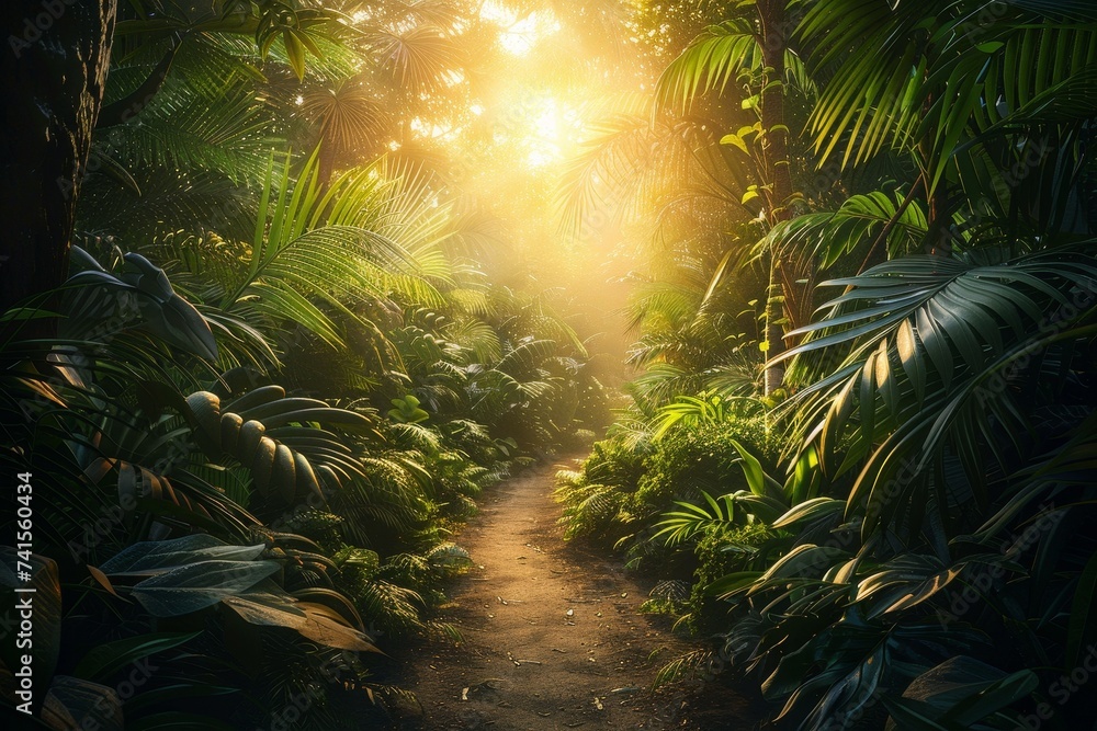 lush jungle in the morning light wallpaper 