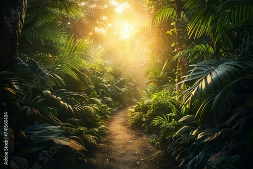 lush jungle in the morning light wallpaper 
