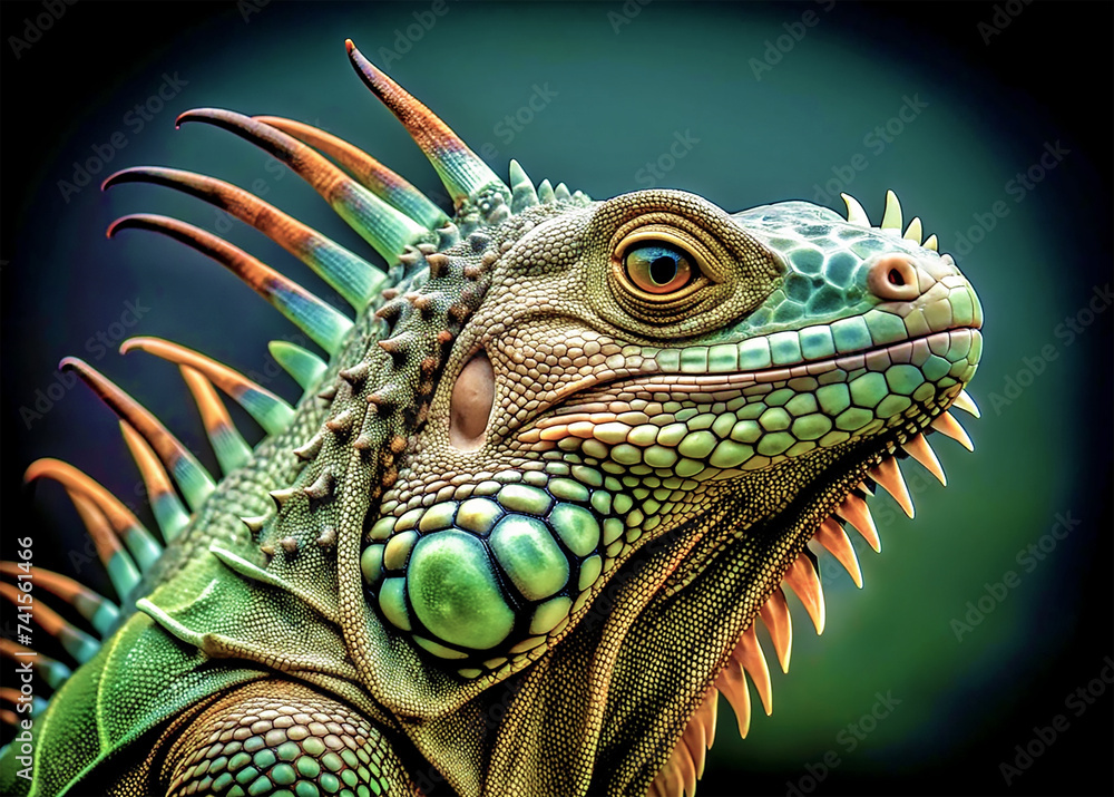 Close up Iguana with spikes Close up Iguana with spikes