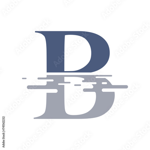 Letter B logo icon submerged in the water 