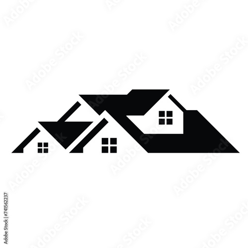 Generic black and white house roof logo design 